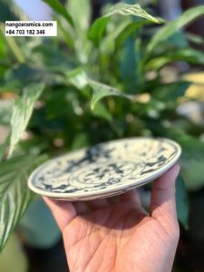 Dĩa Bát Tràng flower plate nang ceramics